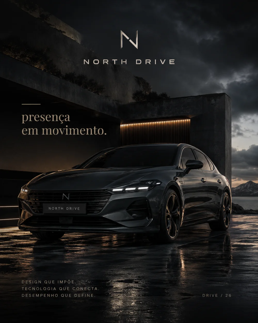 Projeto demonstrativo de anúncio automotivo premium North Drive